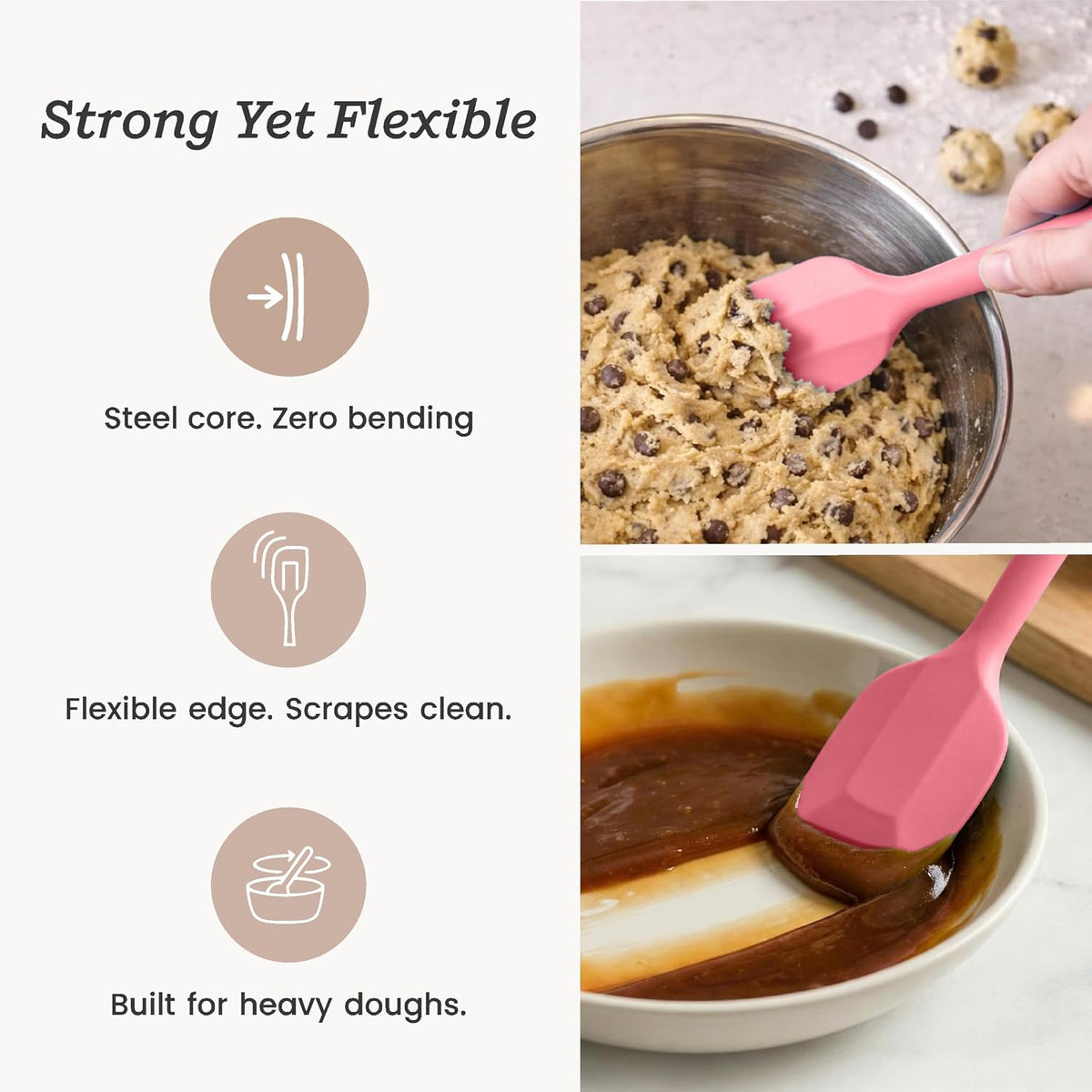 Starpack Flip and Whip Silicone Baking Utensils Set (5-Piece) - LFGB Non Toxic, 600°F Heat Resistant, BPA-Free - Whisk and Rubber Spatula Set with Pastry Brush - Dishwasher Safe, Nonstick Sage Green