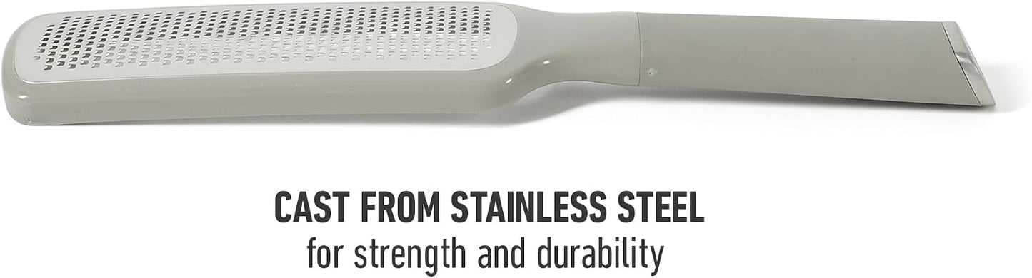 Edge Cheese Grater, Stainless Steel Paddle Kitchen Grater & Shredder for Cheese, Vegetables & Chocolate, Handheld Grater with Protective Cover & Ergonomic Handle, Taupe