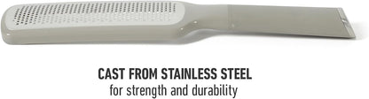 Edge Cheese Grater, Stainless Steel Paddle Kitchen Grater & Shredder for Cheese, Vegetables & Chocolate, Handheld Grater with Protective Cover & Ergonomic Handle, Taupe