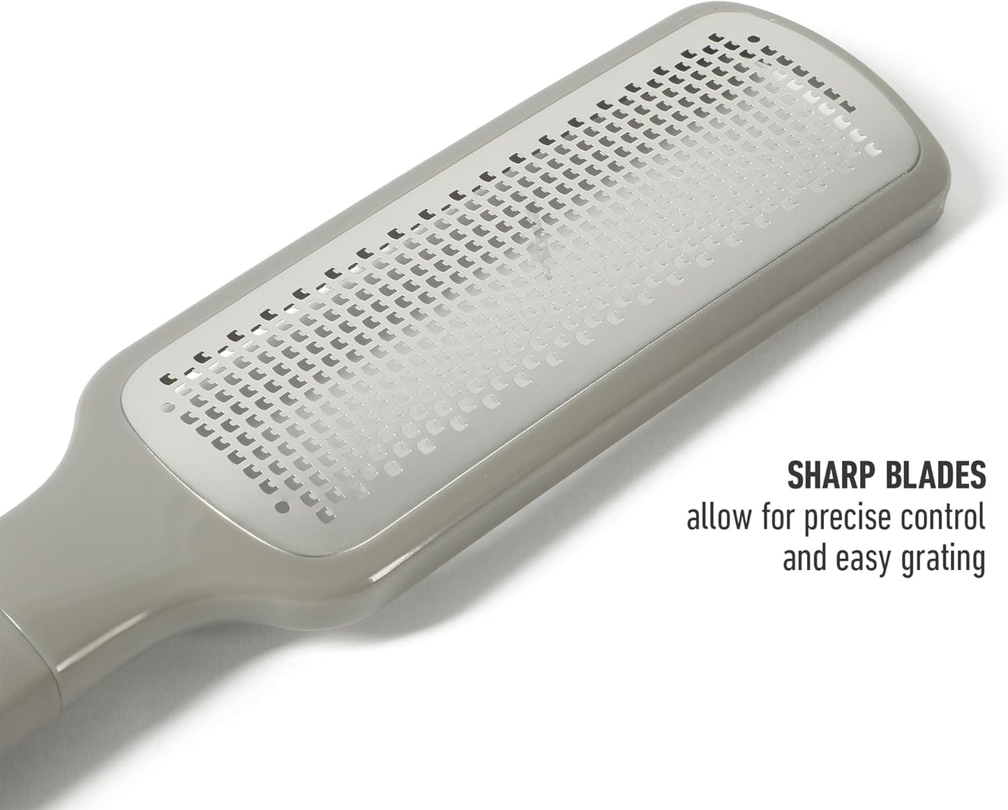 Edge Cheese Grater, Stainless Steel Paddle Kitchen Grater & Shredder for Cheese, Vegetables & Chocolate, Handheld Grater with Protective Cover & Ergonomic Handle, Taupe