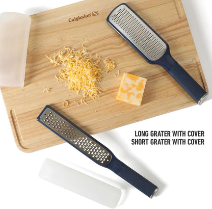 Edge Cheese Grater, Stainless Steel Paddle Kitchen Grater & Shredder for Cheese, Vegetables & Chocolate, Handheld Grater with Protective Cover & Ergonomic Handle, Taupe