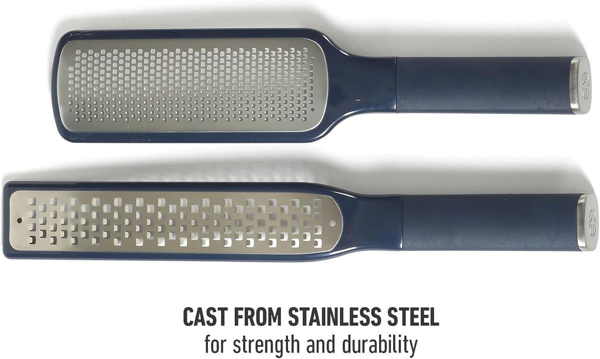 Edge Cheese Grater, Stainless Steel Paddle Kitchen Grater & Shredder for Cheese, Vegetables & Chocolate, Handheld Grater with Protective Cover & Ergonomic Handle, Taupe