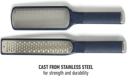 Edge Cheese Grater, Stainless Steel Paddle Kitchen Grater & Shredder for Cheese, Vegetables & Chocolate, Handheld Grater with Protective Cover & Ergonomic Handle, Taupe