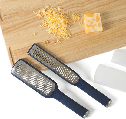 Edge Cheese Grater, Stainless Steel Paddle Kitchen Grater & Shredder for Cheese, Vegetables & Chocolate, Handheld Grater with Protective Cover & Ergonomic Handle, Taupe