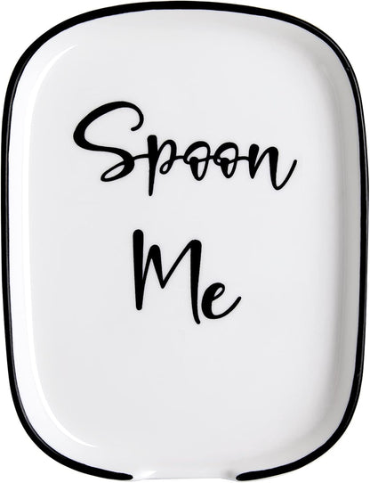 Ceramic Spoon Rest for Stove Top, Large Spoon Holder for Kitchen Counter, White Coffee Spoon Rest, Heat-Resistant Cooking Utensil Rest, Modern Farmhouse Kitchen Décor