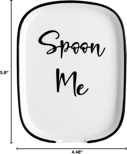 Ceramic Spoon Rest for Stove Top, Large Spoon Holder for Kitchen Counter, White Coffee Spoon Rest, Heat-Resistant Cooking Utensil Rest, Modern Farmhouse Kitchen Décor