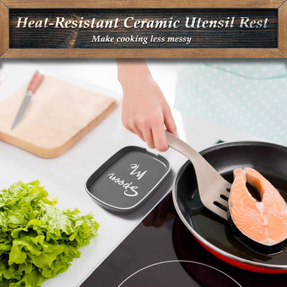 Ceramic Spoon Rest for Stove Top, Large Spoon Holder for Kitchen Counter, White Coffee Spoon Rest, Heat-Resistant Cooking Utensil Rest, Modern Farmhouse Kitchen Décor