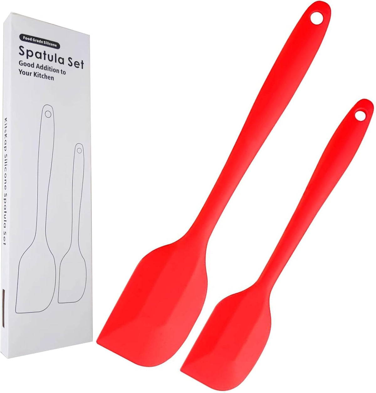 Silicone Spatula Set 2 Pcs Heat Resistant Rubber Spatula for Non-stick Cookware BPA Free (Black)