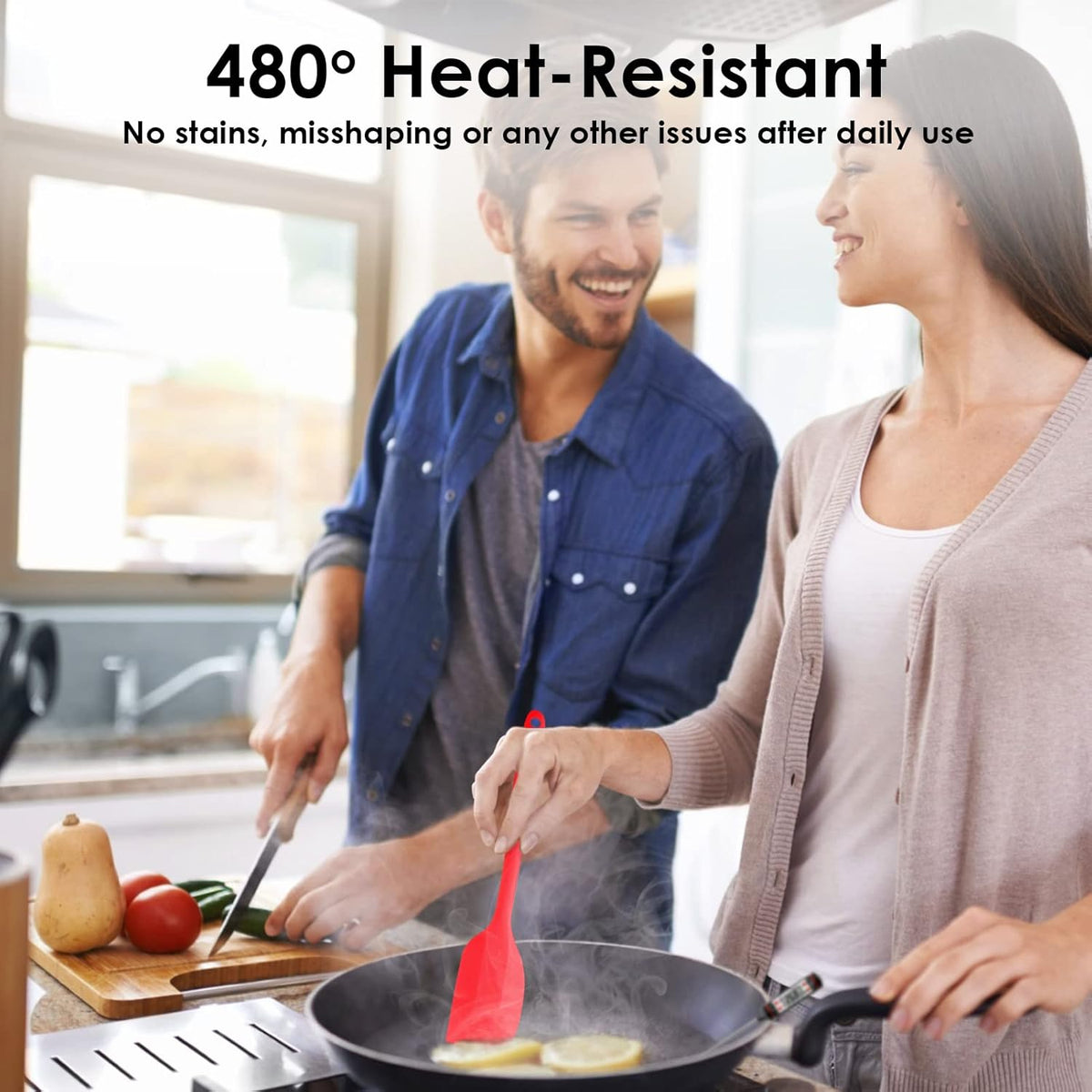 Silicone Spatula Set 2 Pcs Heat Resistant Rubber Spatula for Non-stick Cookware BPA Free (Black)