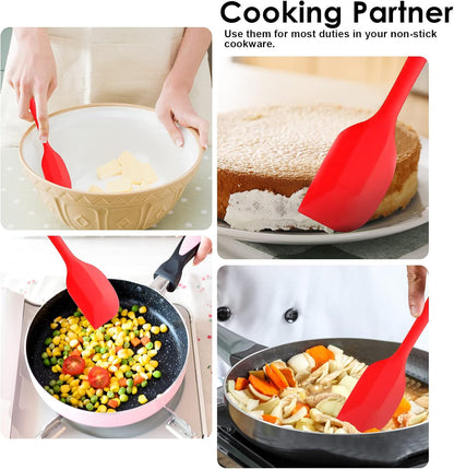Silicone Spatula Set 2 Pcs Heat Resistant Rubber Spatula for Non-stick Cookware BPA Free (Black)