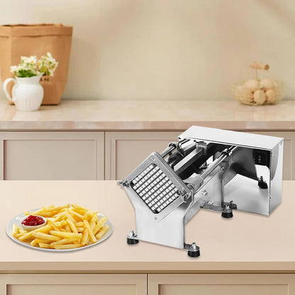 Electric French Fry Cutter Automatic Potato Chip Cutter Commercial French Fries Chips Maker Stainless Steel Electric Potato Slicer with 6mm 9mm 13mm Blade