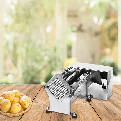 Electric French Fry Cutter Automatic Potato Chip Cutter Commercial French Fries Chips Maker Stainless Steel Electric Potato Slicer with 6mm 9mm 13mm Blade