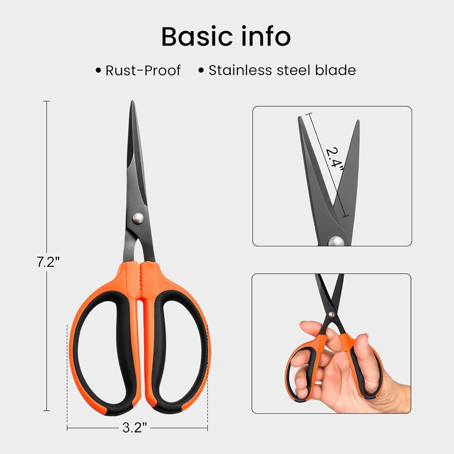 3 Packs Trimming Scissors Teflon Coated Non Stick Blades Pruning Shears Gardening Hand Pruning Snips with Straight Stainless Steel Precision Blade