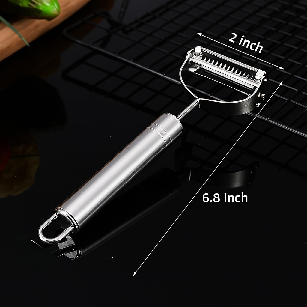 Stainless Steel 3-in-1 Vegetable Peeler Set – Multifunctional Julienne, Straight, and Serrated Peelers – Durable, Rustproof, Ergonomic Handle – For Fruits and Vegetables