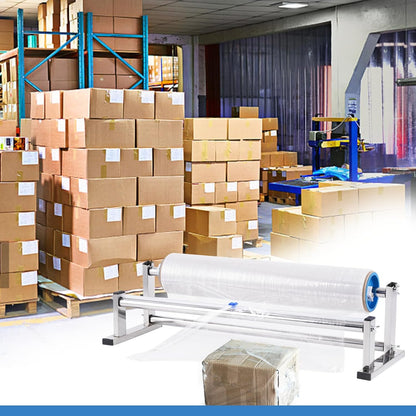 13.78 inch Stretch Film Wrap Dispenser with 2 Film-Sliding Cutters | Manual Table Stretch Film Wrapping Machine, Stainless Steel Bracket, for Commercial Warehouse Packaging, Moving and Shipping