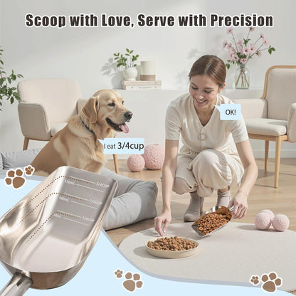 Dog-Cat Food Scoop 3/4 Cup, 304 Stainless Steel Measuring Cup