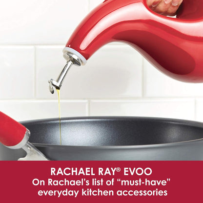 Rachael Ray Serveware Ceramic EVOO Oil and Vinegar Dispensing Bottle Set, 2 Piece, Gray