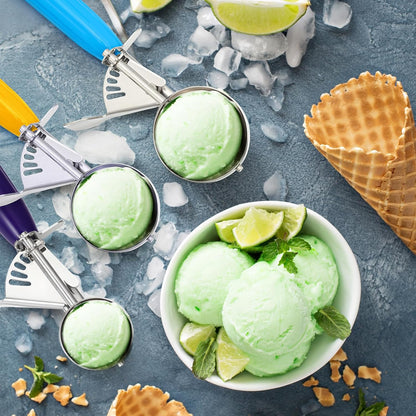 3 Pcs Ice Cream Scooper with Trigger, 4+2+1 oz, 3 Colors