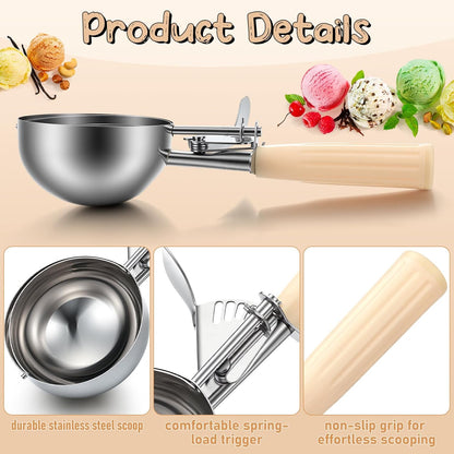 3 Pcs Ice Cream Scooper with Trigger, 4+2+1 oz, 3 Colors