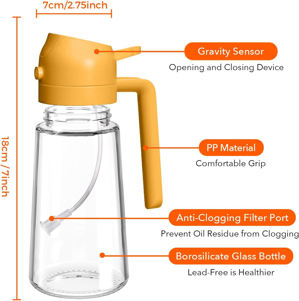 16 oz 2-in-1 Glass Olive Oil Sprayer for Cooking, Creamy White | Food-grade dispenser bottle, 470 ml, spray and pour, portion control, stickers included, for salad, frying and BBQ