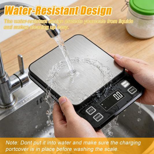 Waterproof Kitchen Scale, 5kg/11lb Food Scale Precisely Measures Grams and Ounces for Baking and Cooking, Stainless Stee Digital Scale with Backlight for Food
