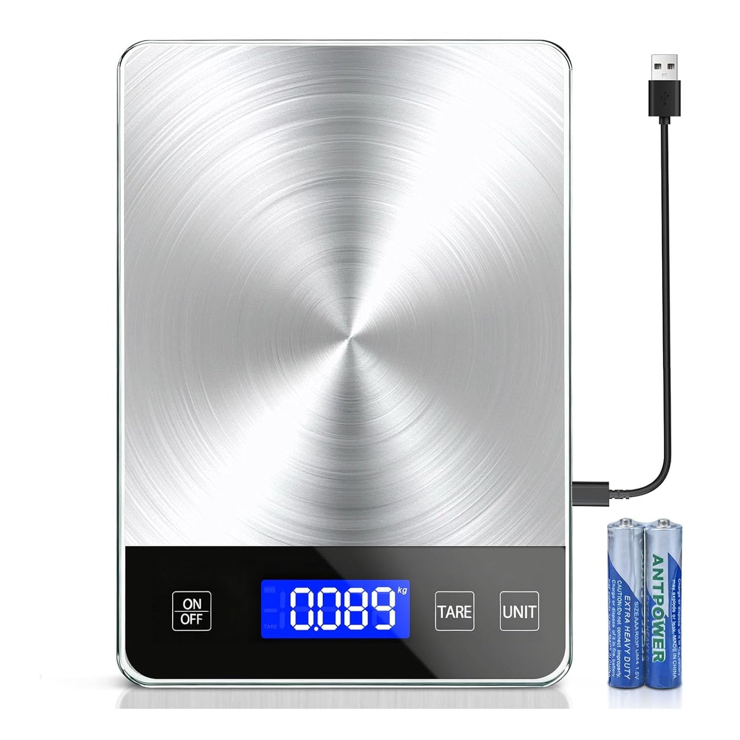 Waterproof Kitchen Scale, 5kg/11lb Food Scale Precisely Measures Grams and Ounces for Baking and Cooking, Stainless Stee Digital Scale with Backlight for Food
