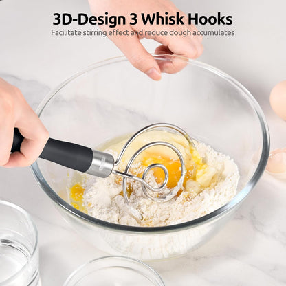 Danish Dough Whisk 18/8 Stainless Steel Sourdough Mixer, Aqua Sky