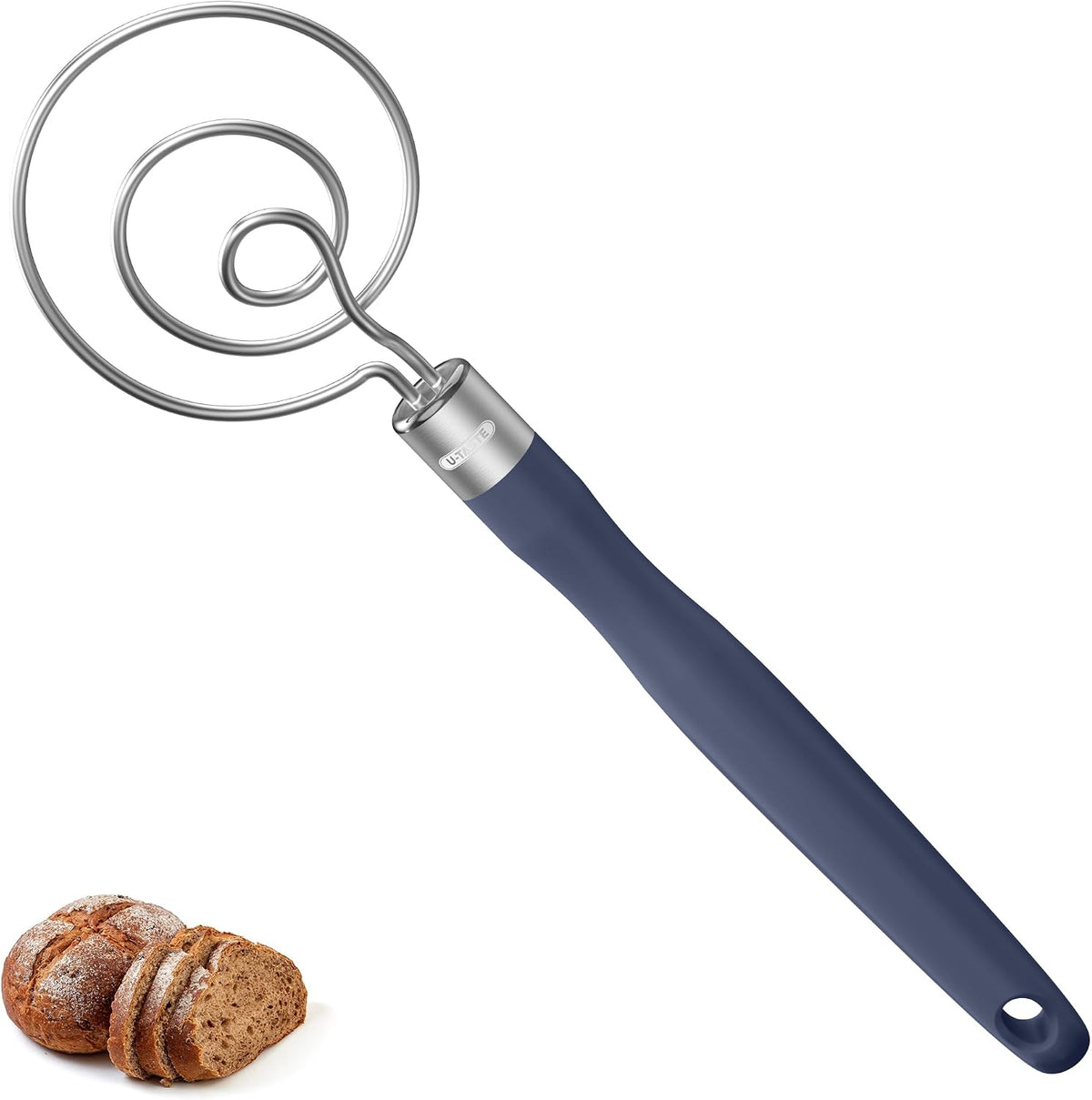 Danish Dough Whisk 18/8 Stainless Steel Sourdough Mixer, Aqua Sky