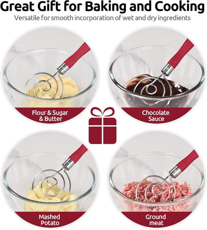 Danish Dough Whisk 18/8 Stainless Steel Sourdough Mixer, Aqua Sky