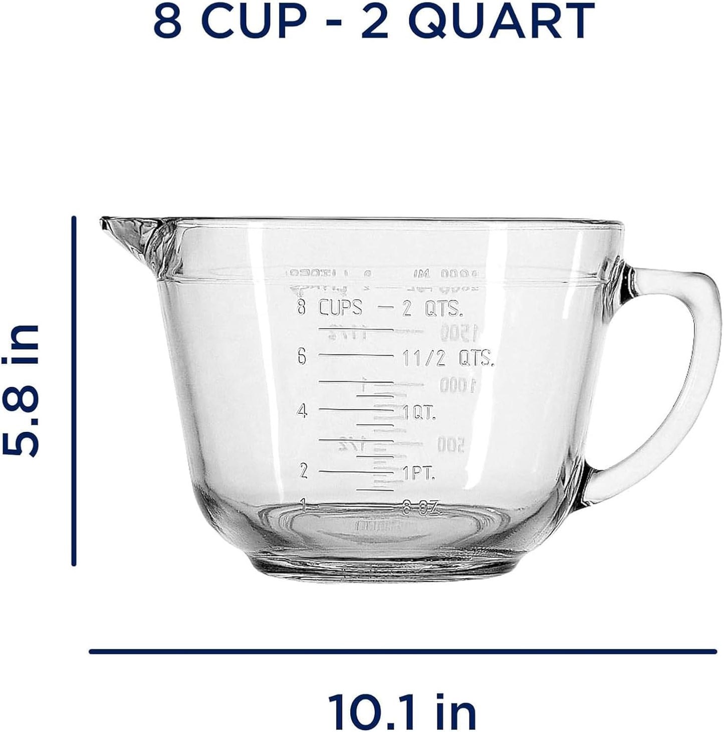 Batter Bowl, 2 Quart Glass Mixing Bowl