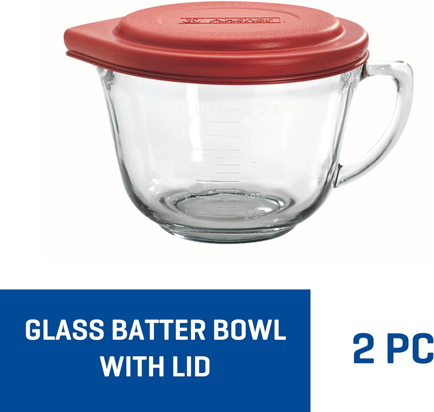 Batter Bowl, 2 Quart Glass Mixing Bowl