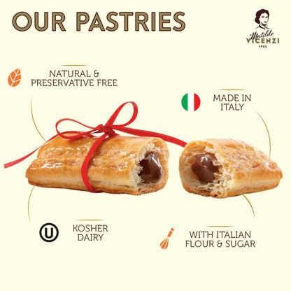 Delizia Pastry Cream , Cream Filled Puff Pastry Patisserie Rolls, All-Natural, Kosher Dairy, Made in Italy - 4.41oz (125g) Box, 4-Pack