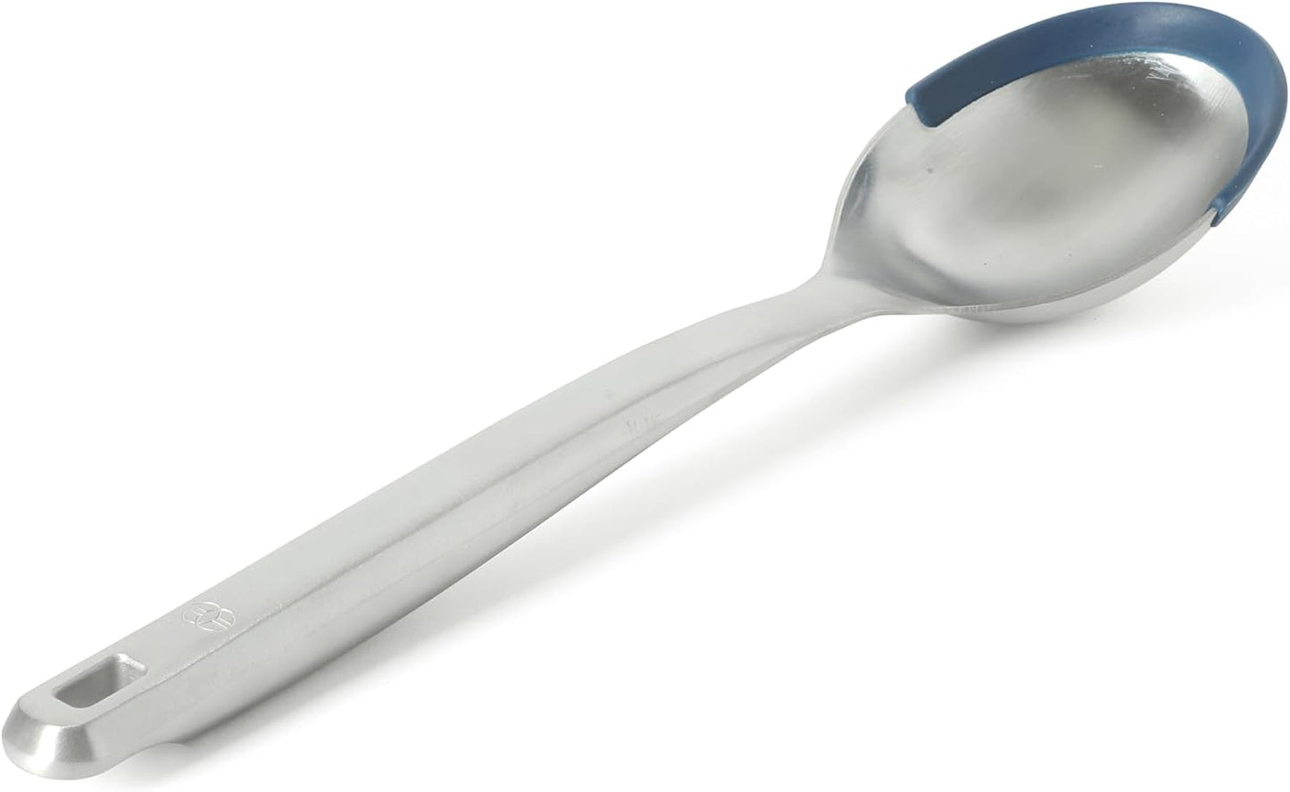 Prime Slotted Spoon Skimmer, Stainless Steel Slotted Spoon, Straining Spoon with Navy Silicone Head, Heat-Resistant Nonstick-Safe Kitchen Tool