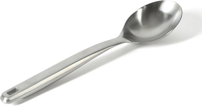Prime Slotted Spoon Skimmer, Stainless Steel Slotted Spoon, Straining Spoon with Navy Silicone Head, Heat-Resistant Nonstick-Safe Kitchen Tool