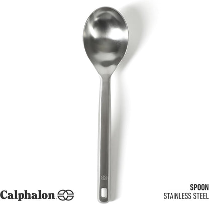 Prime Slotted Spoon Skimmer, Stainless Steel Slotted Spoon, Straining Spoon with Navy Silicone Head, Heat-Resistant Nonstick-Safe Kitchen Tool