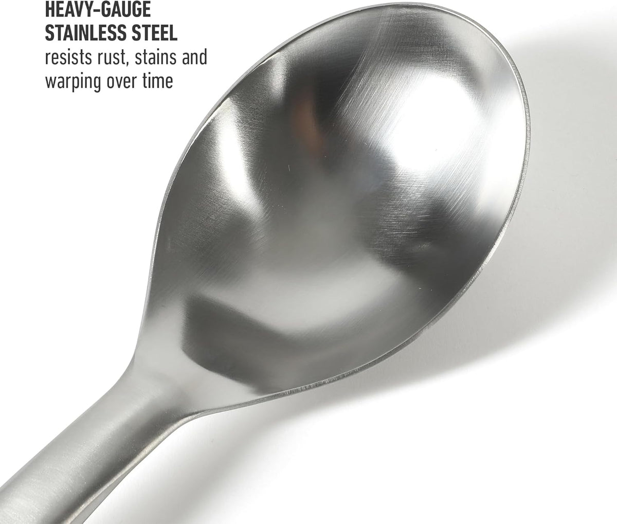 Prime Slotted Spoon Skimmer, Stainless Steel Slotted Spoon, Straining Spoon with Navy Silicone Head, Heat-Resistant Nonstick-Safe Kitchen Tool