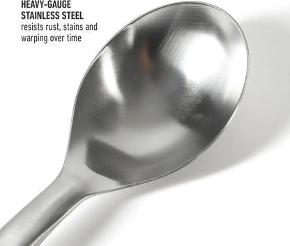 Prime Slotted Spoon Skimmer, Stainless Steel Slotted Spoon, Straining Spoon with Navy Silicone Head, Heat-Resistant Nonstick-Safe Kitchen Tool