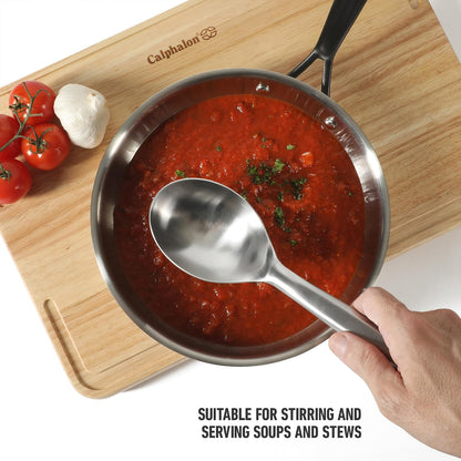 Prime Slotted Spoon Skimmer, Stainless Steel Slotted Spoon, Straining Spoon with Navy Silicone Head, Heat-Resistant Nonstick-Safe Kitchen Tool