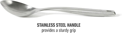 Prime Slotted Spoon Skimmer, Stainless Steel Slotted Spoon, Straining Spoon with Navy Silicone Head, Heat-Resistant Nonstick-Safe Kitchen Tool