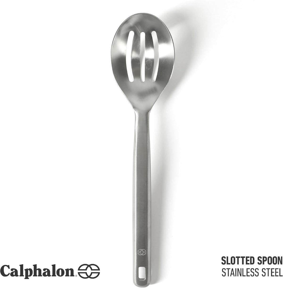 Prime Slotted Spoon Skimmer, Stainless Steel Slotted Spoon, Straining Spoon with Navy Silicone Head, Heat-Resistant Nonstick-Safe Kitchen Tool