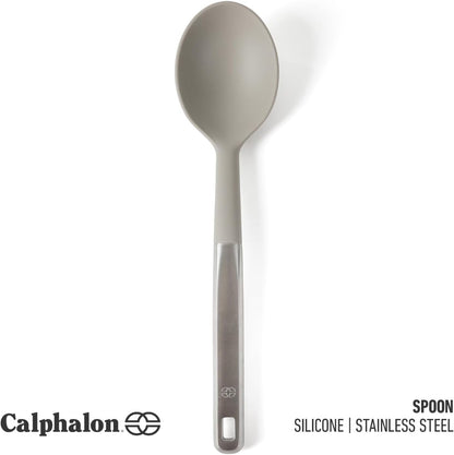 Prime Slotted Spoon Skimmer, Stainless Steel Slotted Spoon, Straining Spoon with Navy Silicone Head, Heat-Resistant Nonstick-Safe Kitchen Tool