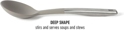 Prime Slotted Spoon Skimmer, Stainless Steel Slotted Spoon, Straining Spoon with Navy Silicone Head, Heat-Resistant Nonstick-Safe Kitchen Tool
