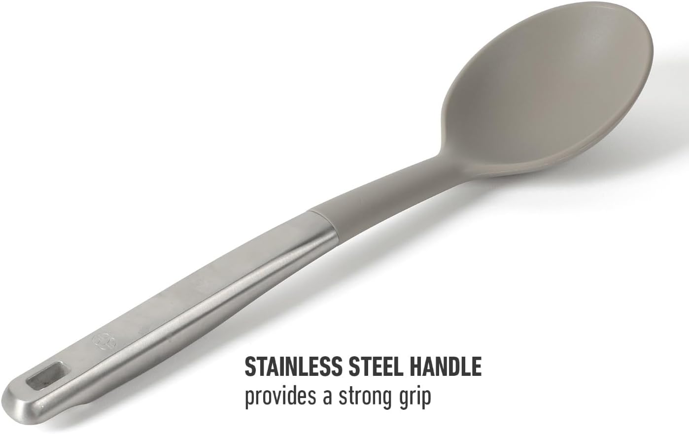 Prime Slotted Spoon Skimmer, Stainless Steel Slotted Spoon, Straining Spoon with Navy Silicone Head, Heat-Resistant Nonstick-Safe Kitchen Tool