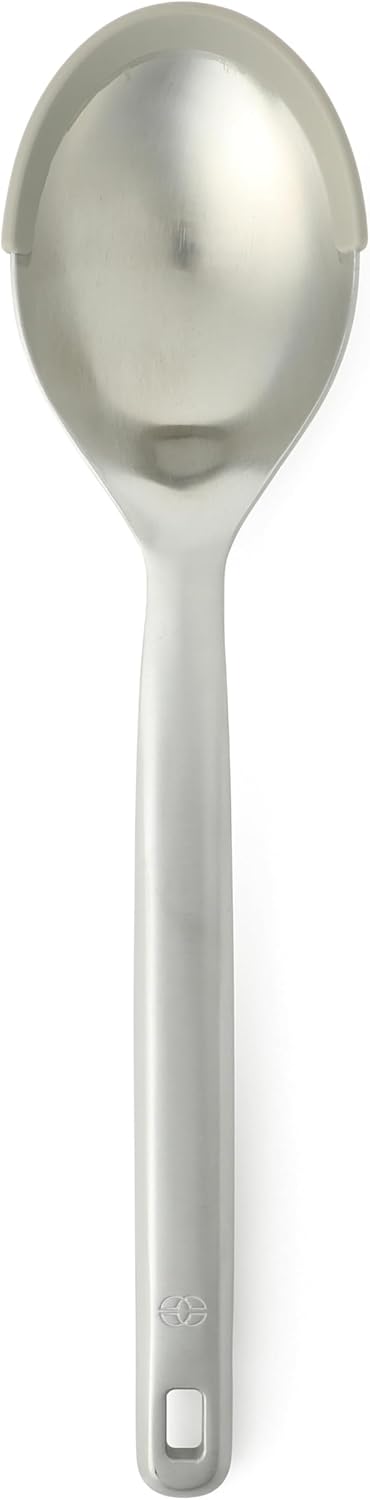 Prime Slotted Spoon Skimmer, Stainless Steel Slotted Spoon, Straining Spoon with Navy Silicone Head, Heat-Resistant Nonstick-Safe Kitchen Tool