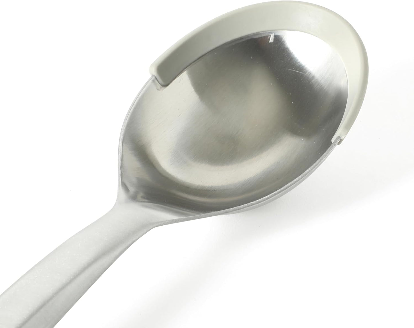 Prime Slotted Spoon Skimmer, Stainless Steel Slotted Spoon, Straining Spoon with Navy Silicone Head, Heat-Resistant Nonstick-Safe Kitchen Tool