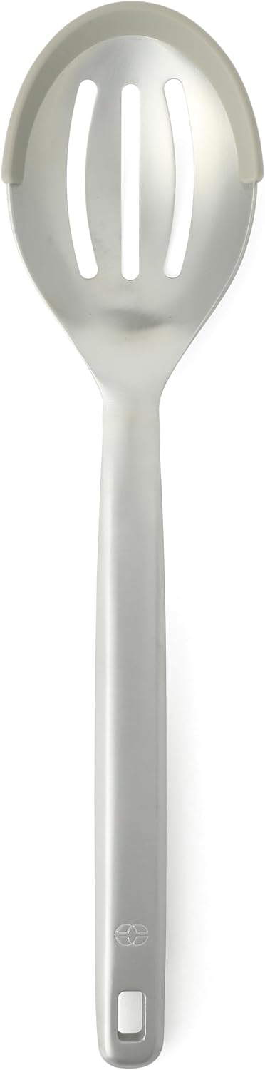 Prime Slotted Spoon Skimmer, Stainless Steel Slotted Spoon, Straining Spoon with Navy Silicone Head, Heat-Resistant Nonstick-Safe Kitchen Tool