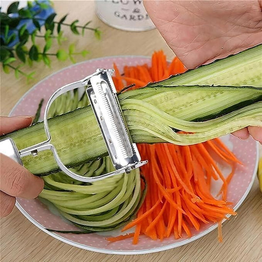 2-in-1 Julienne and Vegetable Peeler, Stainless Steel Kitchen Slicer, Multi-Functional Cutter for Vegetables and Fruits