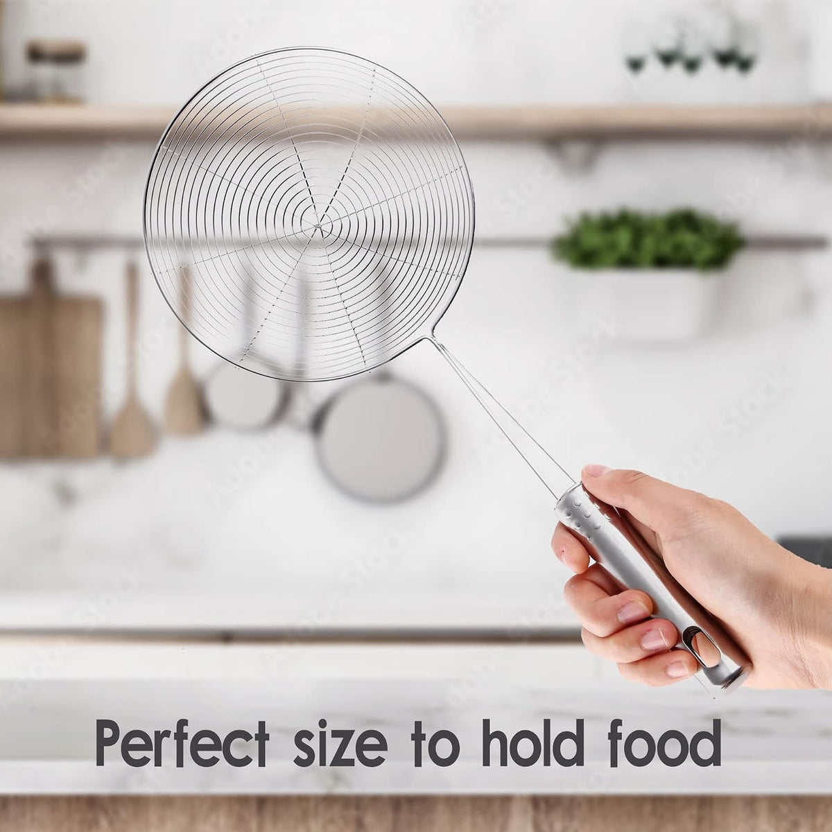 Versatile Stainless Steel Spider Strainer/Skimmer/Ladle for Cooking and Frying, Kitchen Gadgets Wire Strainer Pasta Strainer Spoon (6 Inch)