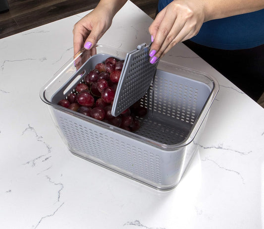 Stackable Fridge Storage Colander Containers, Variety Pack | 3 Sizes to Store Fresh Produce, Organize Washed Fruits and Veggies, Snap and Seal Lids with Adjustable Vents, Hand Wash Only