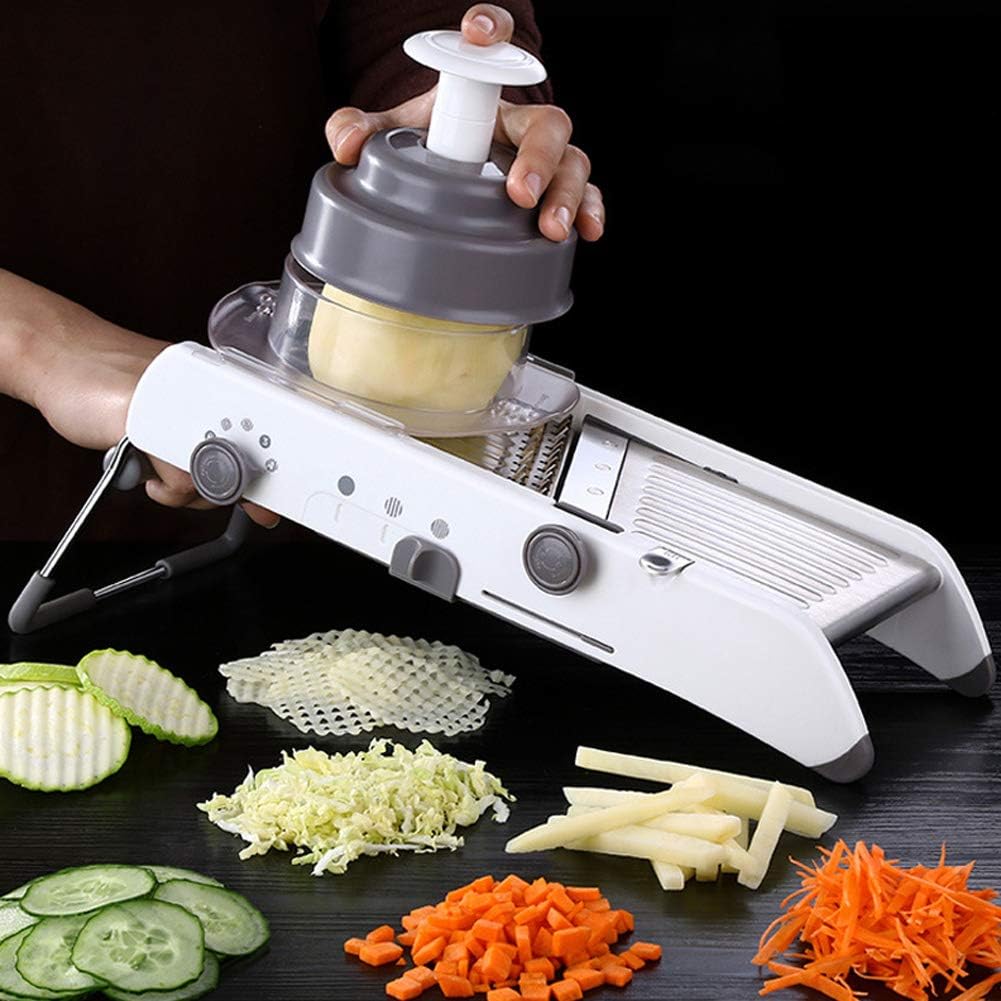 Adjustable Mandoline Slicer, Mandoline Slicer for Kitchen Stainless Steel Vegetable Chopper with 4 Adjustable Blades, Veggie Onion Tomato Slicer Julienne Cutter